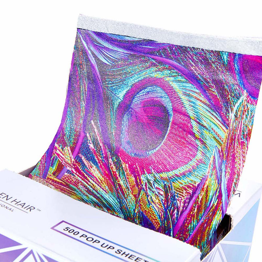 Pop Up Foil Sheets Peacock Feather - foil design close-up