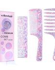 Vellen Hair 3-Piece Comb Set | Gentle Detangling in 3 Sizes – Includes Travel Comb & Tortoiseshell Design