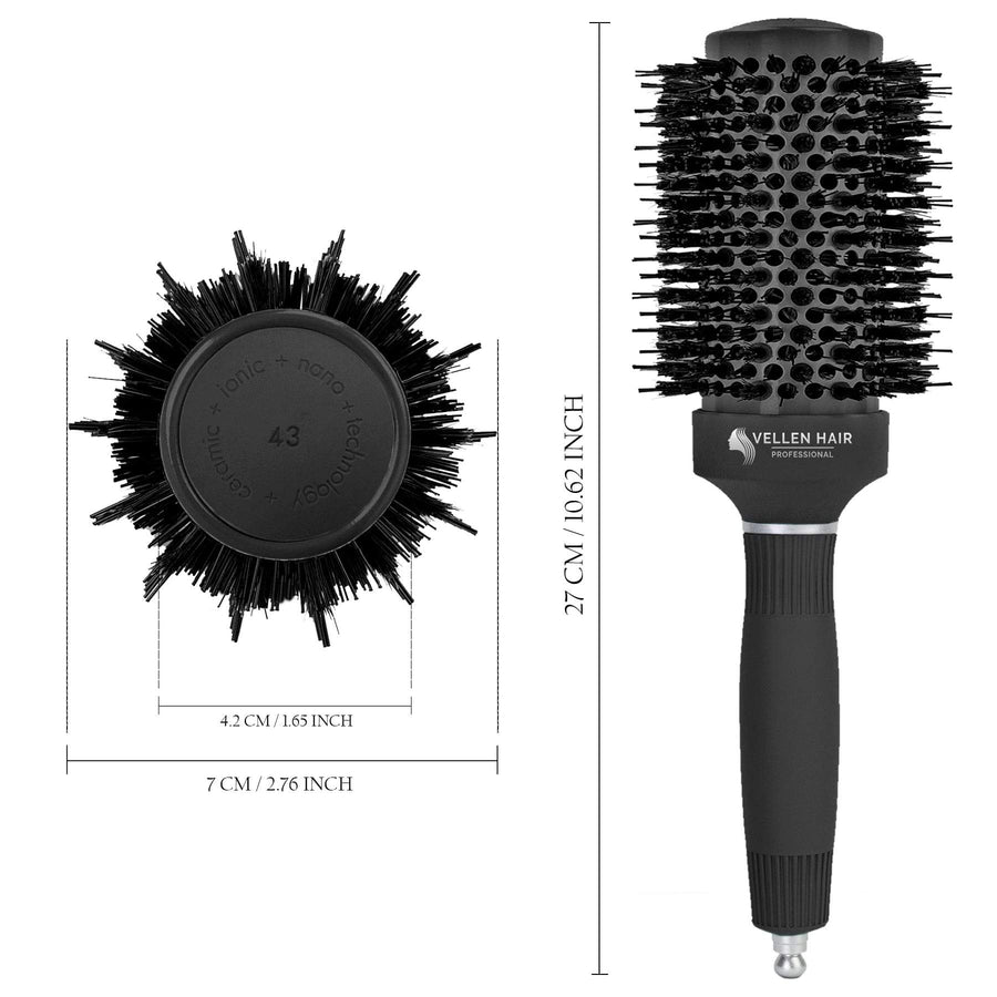 Ceramic/Ionic Round Hairbrush 1.7 inch / 43 mm - Black