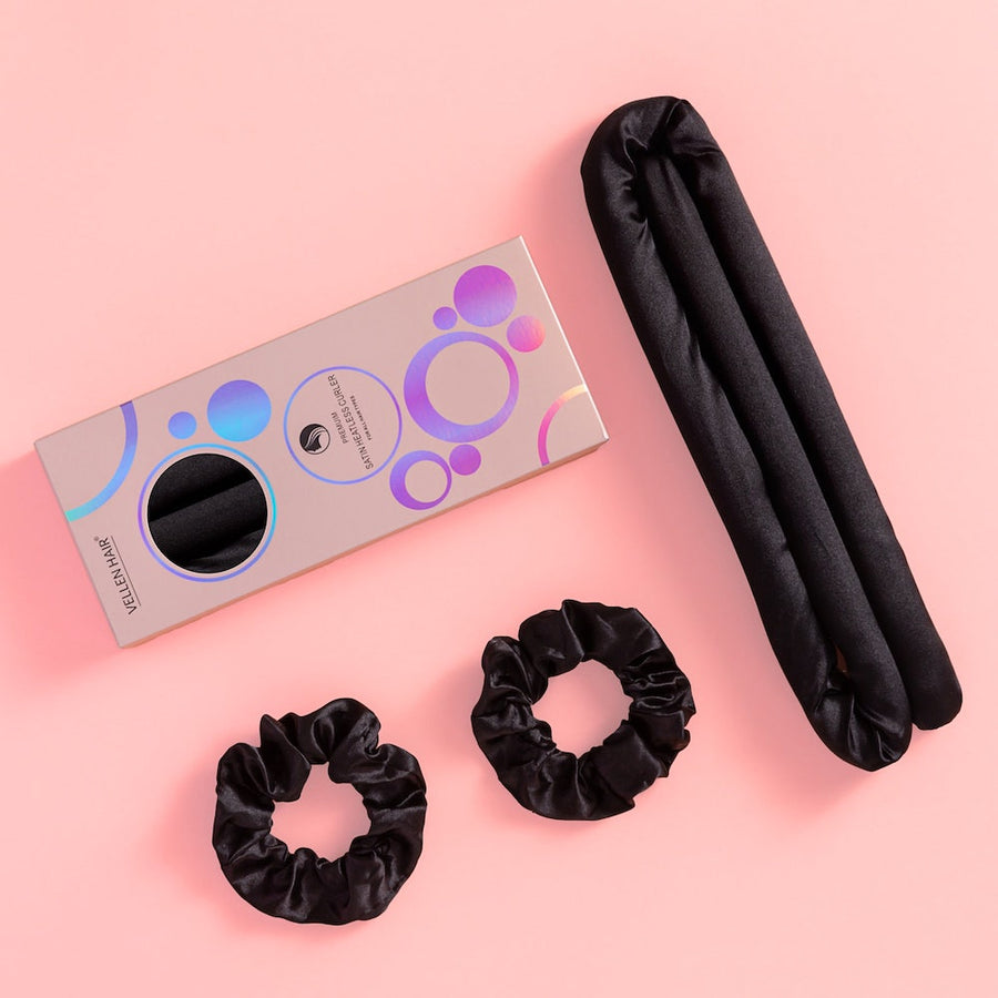 Vellen Hair Satin Heatless Curling Set - Overnight Curlers for No Heat, Soft, Voluminous Curls