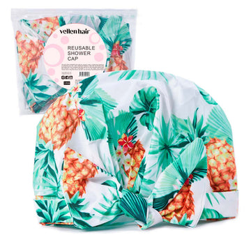 Vellen Hair Luxury Shower Cap for Women -Tropical Blossom Design