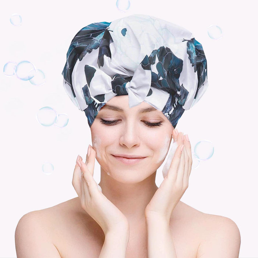 Vellen Hair Luxury Shower Cap for Women - Lily Flower Design