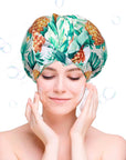 Vellen Hair Luxury Shower Cap for Women -Tropical Blossom Design