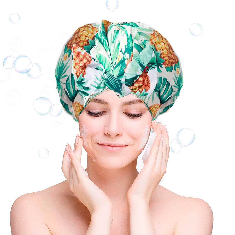 Vellen Hair Luxury Shower Cap for Women -Tropical Blossom Design