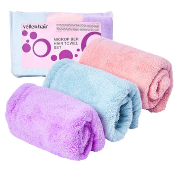 Microfiber Hair Turban (3-Pack) – Super Absorbent Hair Towels for Quick Drying, Anti-Frizz, and Gentle Care