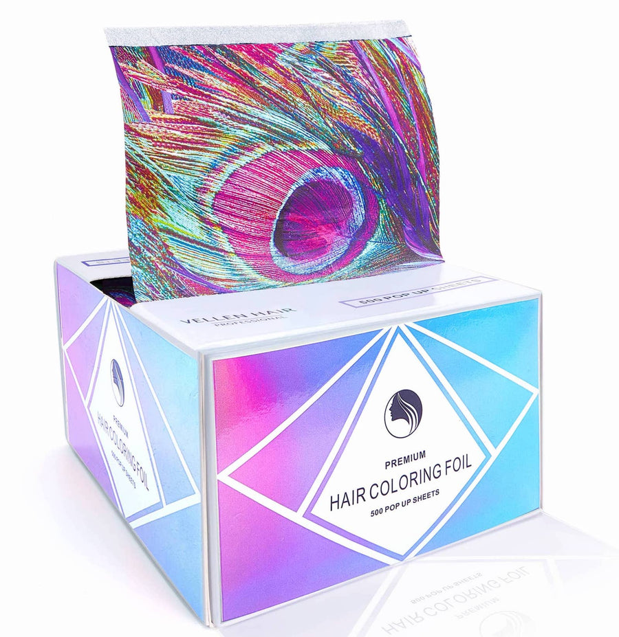 Pop Up Foil Sheets 500 Sheets 15 Micron Peacock Feather - Vellen Hair