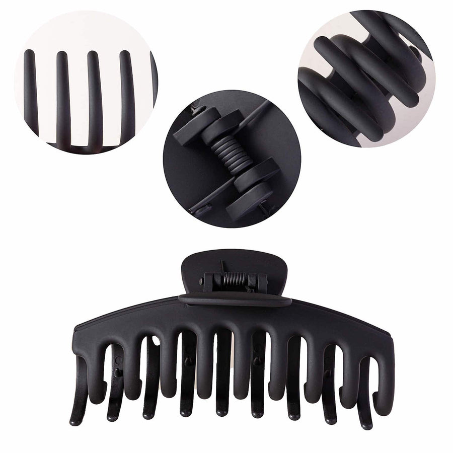 Vellen Hair Extra Large Claw Clips – 4 Pack Matte Finish, Non-Slip Hair Clips for Thick Hair - Black