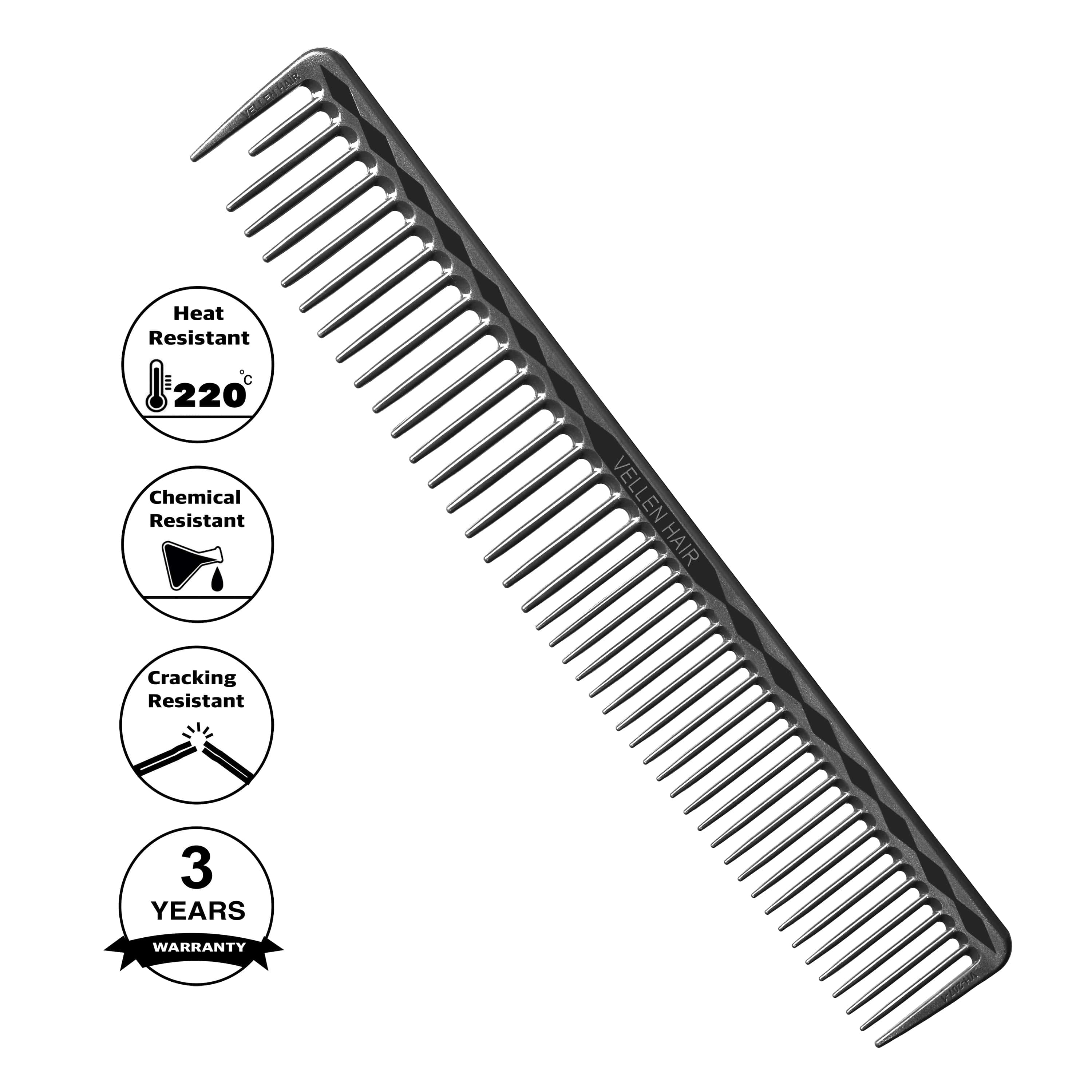 Vellen Hair® Ultimate Cutting Comb - VH207 - 18.4 cm / 7.24 inch - Black