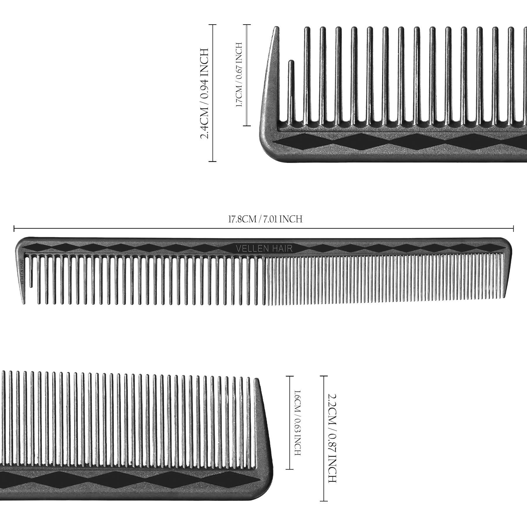 Vellen Hair® Ultimate Cutting Combs 5 Different Sizes - Black