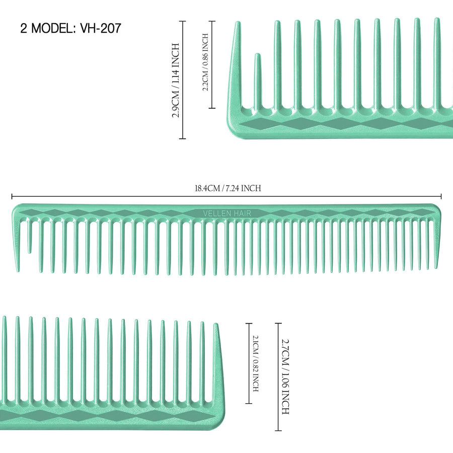 Vellen Hair® Ultimate Cutting Combs 5 Different Sizes - Mint