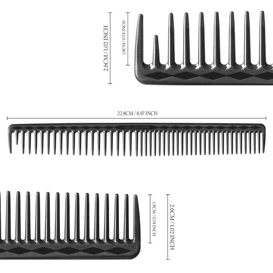 Vellen Hair® Ultimate Cutting Combs 5 Different Sizes - Black