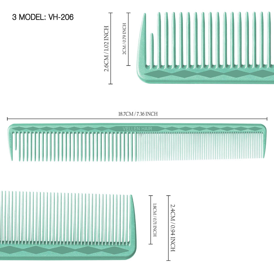 Vellen Hair® Ultimate Cutting Combs 5 Different Sizes - Mint