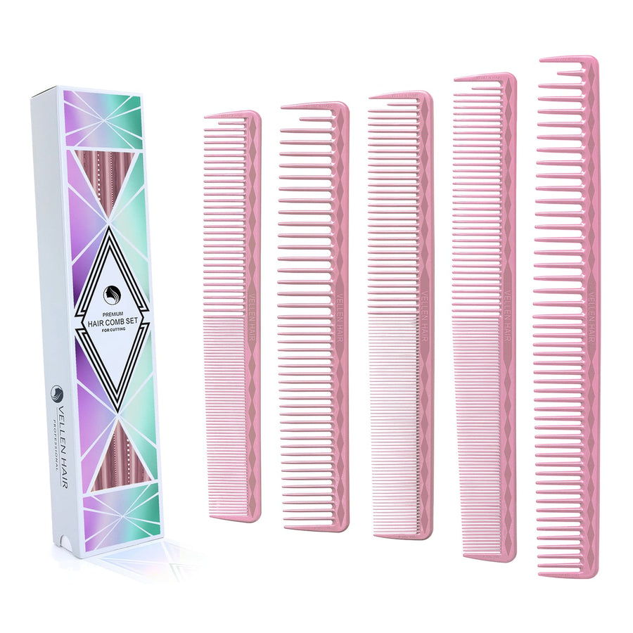 Vellen Hair® Ultimate Cutting Combs 5 Different Sizes - Pink