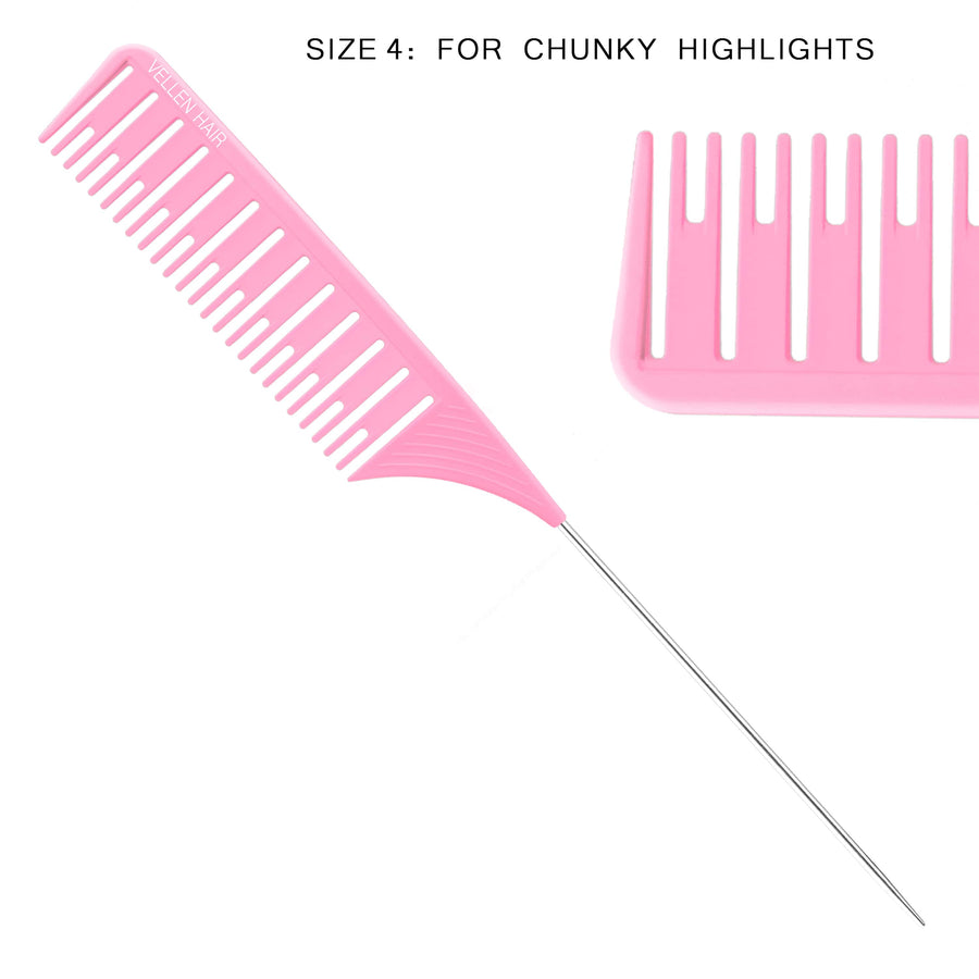 Ultimate Highlighting Comb Set 2.0 - 5 Sizes - Purple/Pink