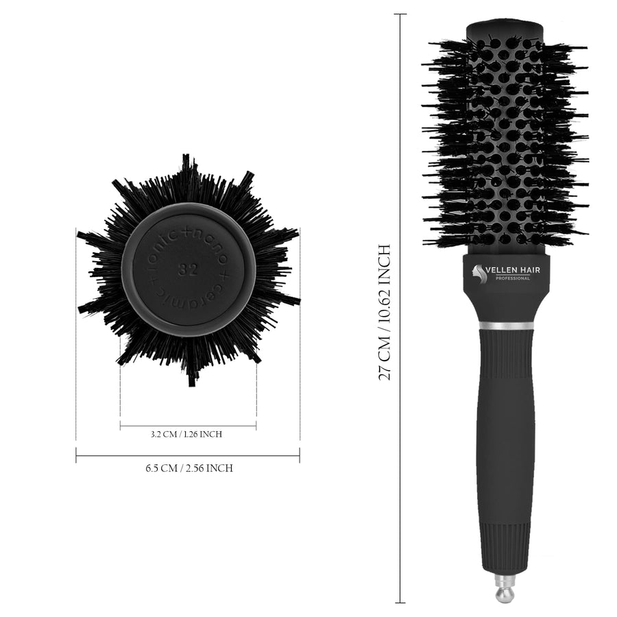 Ceramic/Ionic Round Hairbrush 1.3 inch / 32 mm - Black
