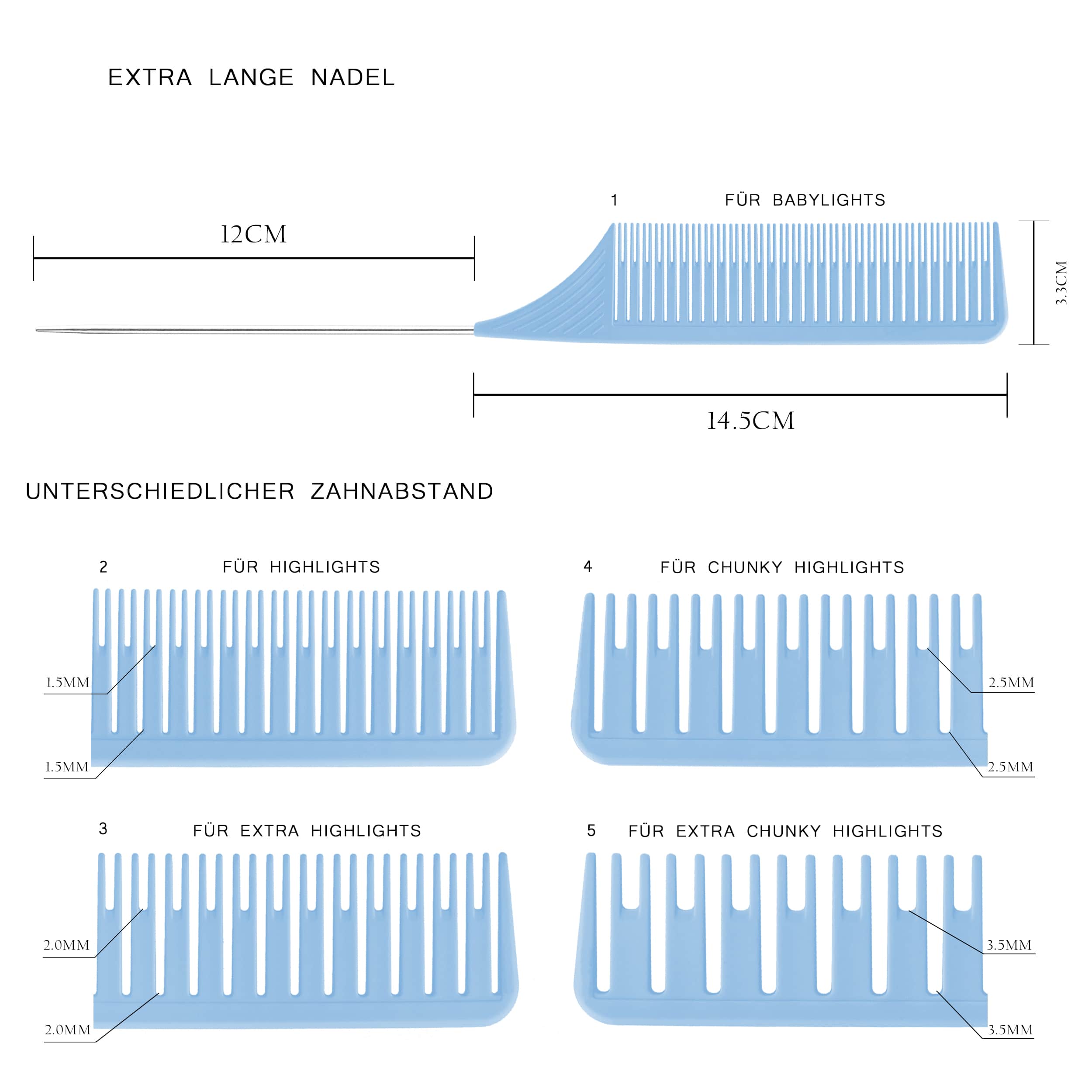 Highlighting Comb Set 1.0 - 2 Sizes - Cerulean