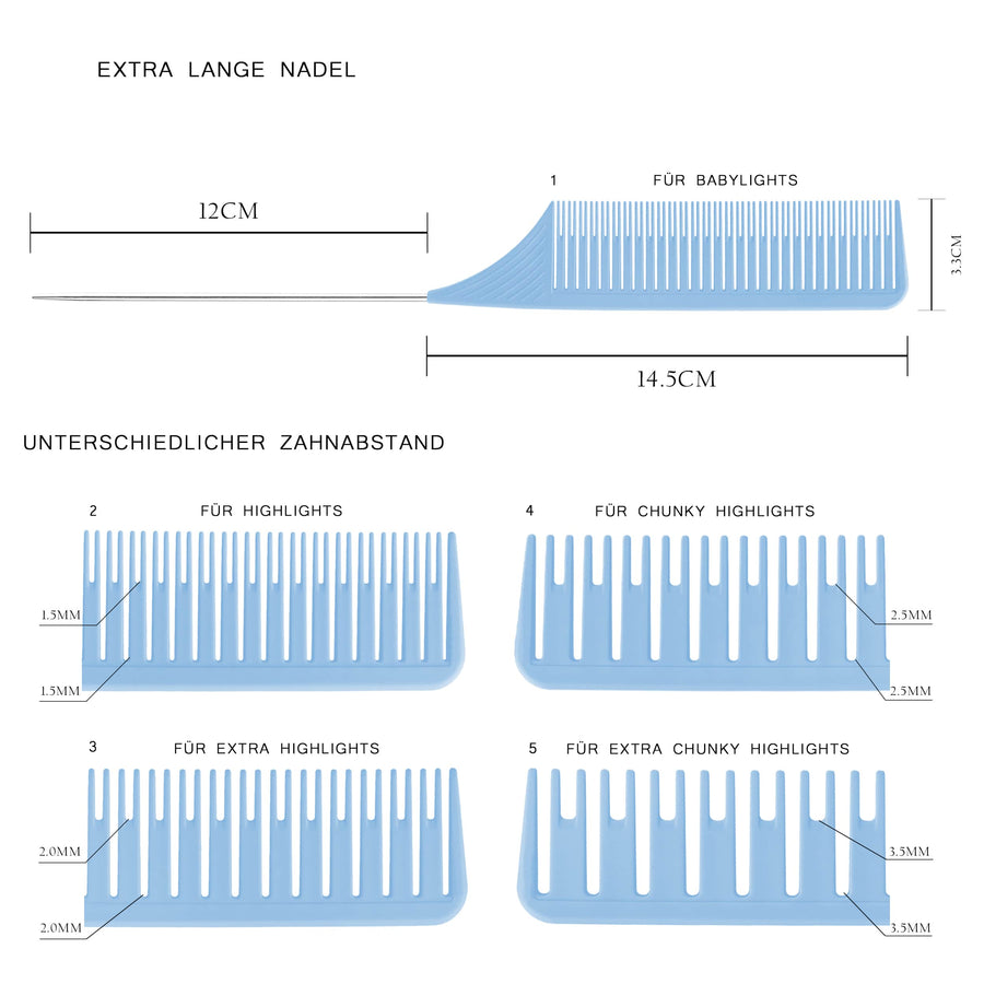 Highlighting Comb Set 1.0 - 2 Sizes - Cerulean