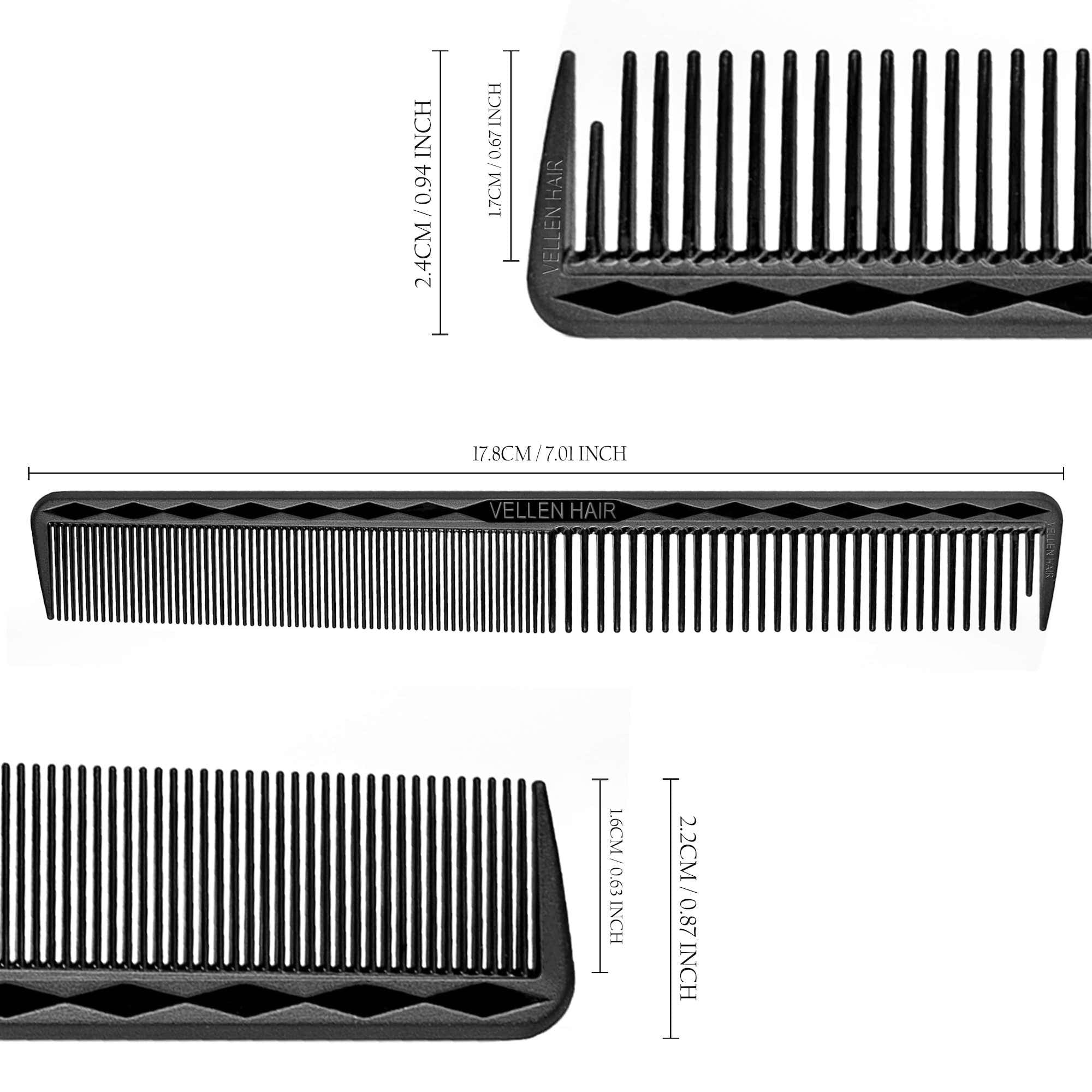 Vellen Hair® Ultimate Cutting Comb - VH202 - 17.8 cm / 7 inch - Black