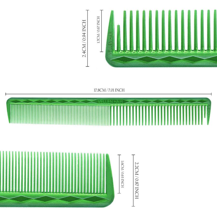 Vellen Hair® Ultimate Cutting Comb - VH202 - 17.8 cm / 7 inch - Green Transparent