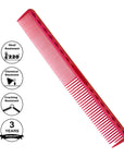 Vellen Hair® Ultimate Cutting Comb - VH202 - 17.8 cm / 7 inch - red transparent