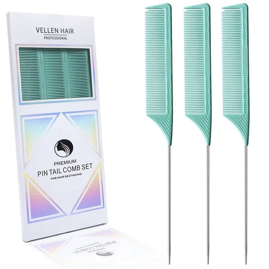 VELLEN HAIR® ULTIMATE PIN TAIL COMBS 3 PACK - MINT