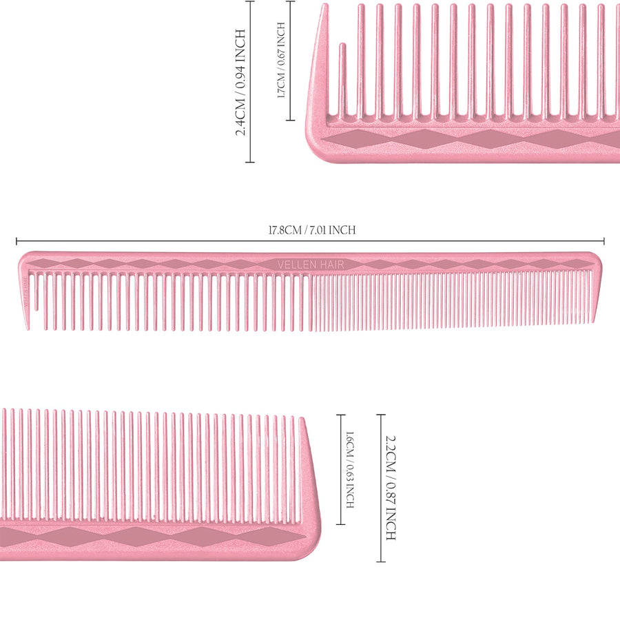 Vellen Hair® Ultimate Cutting Combs 5 Different Sizes - Pink