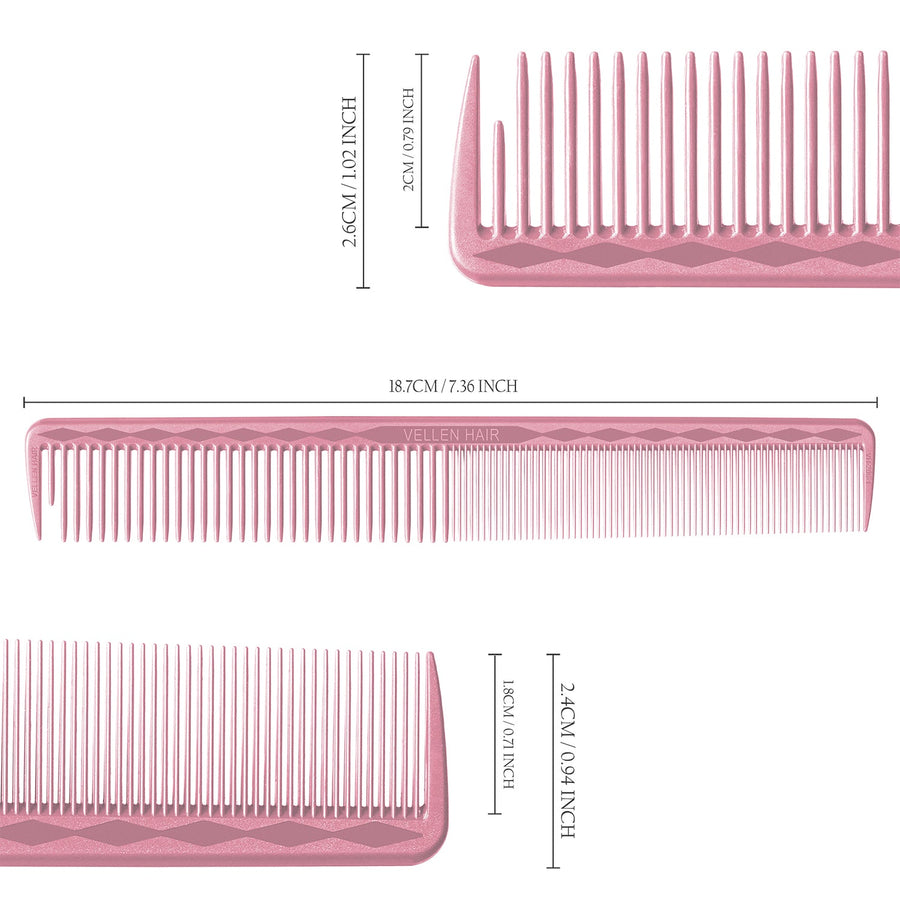 Vellen Hair® Ultimate Cutting Combs 5 Different Sizes - Pink