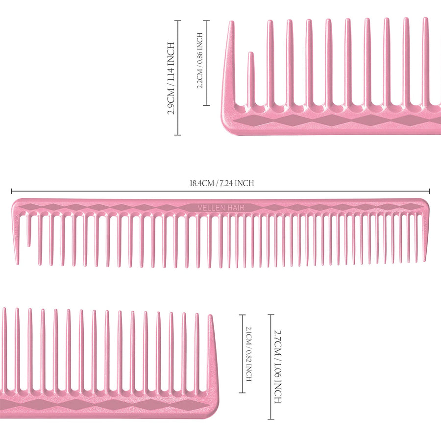 Vellen Hair® Ultimate Cutting Combs 5 Different Sizes - Pink